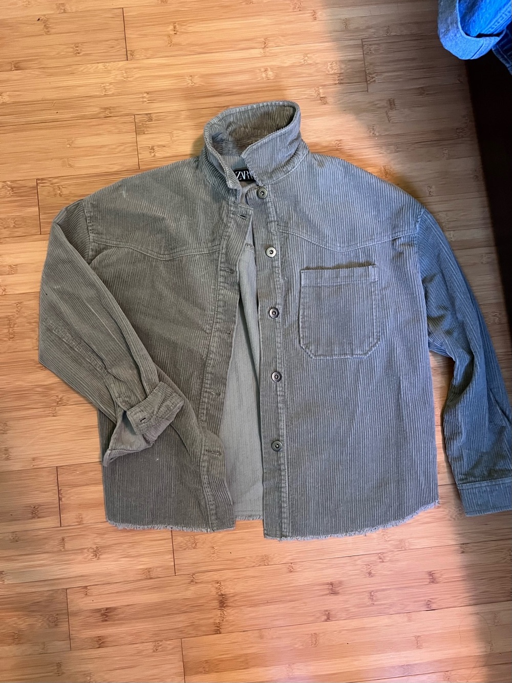 Zara Olive Corduroy Shirt Jacket